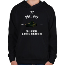 PRINTFASHION ROLLE OUT Super Conqeror - Gyerek kapucnis pulóver - Fekete