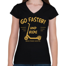 PRINTFASHION Roller - Go faster - Női V-nyakú póló - Fekete