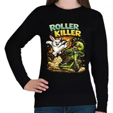PRINTFASHION Roller vs Nyúl - Roller killer - Női pulóver - Fekete női pulóver, kardigán