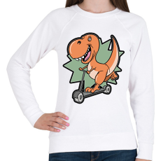 PRINTFASHION Rollerező dínó - Női pulóver - Fehér