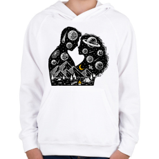 PRINTFASHION Romantikus univerzum - Gyerek kapucnis pulóver - Fehér
