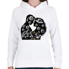 PRINTFASHION Romantikus univerzum - Női kapucnis pulóver - Fehér női pulóver, kardigán