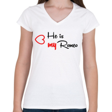 PRINTFASHION Rómeó - Női V-nyakú póló - Fehér női póló