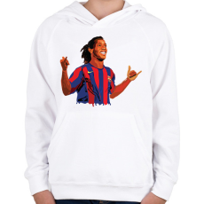 PRINTFASHION Ronaldinho - Gyerek kapucnis pulóver - Fehér