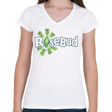 PRINTFASHION Rosebud - Női V-nyakú póló - Fehér női póló