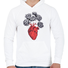PRINTFASHION RoseHeart - Férfi kapucnis pulóver - Fehér férfi pulóver, kardigán