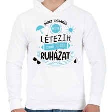 PRINTFASHION Rossz időjárás nem létezik - Férfi kapucnis pulóver - Fehér férfi pulóver, kardigán