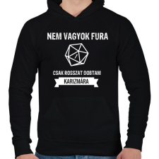 PRINTFASHION Rosszat dobtam karizmára - Férfi kapucnis pulóver - Fekete férfi pulóver, kardigán