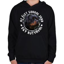 PRINTFASHION Rottweiler - Gyerek kapucnis pulóver - Fekete gyerek pulóver, kardigán