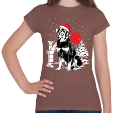 PRINTFASHION Rottweiler Karácsony - Női póló - Mogyoróbarna női póló