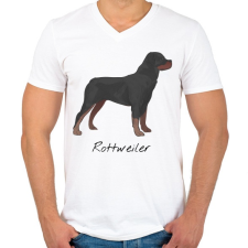 PRINTFASHION Rottweiler kutya - Férfi V-nyakú póló - Fehér férfi póló