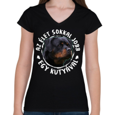 PRINTFASHION Rottweiler - Női V-nyakú póló - Fekete női póló