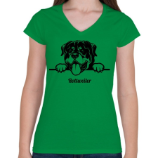 PRINTFASHION Rottweiler - Női V-nyakú póló - Zöld női póló