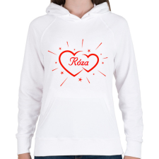 PRINTFASHION Róza - Női kapucnis pulóver - Fehér női pulóver, kardigán