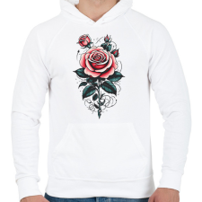 PRINTFASHION Rózsa - Férfi kapucnis pulóver - Fehér férfi pulóver, kardigán