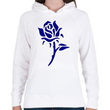 PRINTFASHION Rózsa - kék - Női kapucnis pulóver - Fehér női pulóver, kardigán