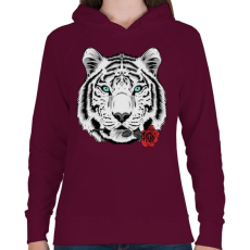 PRINTFASHION Rózsa - Női kapucnis pulóver - Bordó