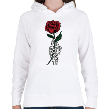 PRINTFASHION Rózsa - Női kapucnis pulóver - Fehér női pulóver, kardigán