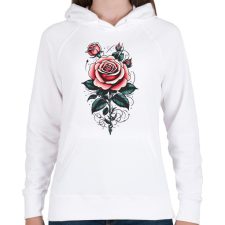 PRINTFASHION Rózsa - Női kapucnis pulóver - Fehér női pulóver, kardigán