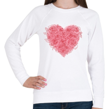PRINTFASHION Rózsa szív - Női pulóver - Fehér női pulóver, kardigán