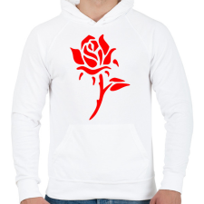 PRINTFASHION Rózsa - vörös - Férfi kapucnis pulóver - Fehér férfi pulóver, kardigán