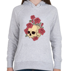 PRINTFASHION Rózsás Koponya - Női kapucnis pulóver - Sport szürke