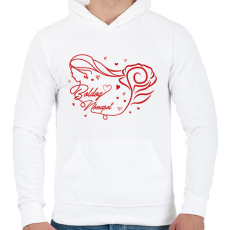 PRINTFASHION Rózsás nőnap - Férfi kapucnis pulóver - Fehér