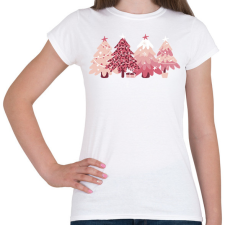 PRINTFASHION Rózsaszín fenyőfák - Női póló - Fehér női póló