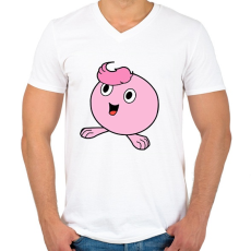 PRINTFASHION Rózsaszín gömböc - Férfi V-nyakú póló - Fehér