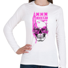 PRINTFASHION Rózsaszín koponya - Női hosszú ujjú póló - Fehér