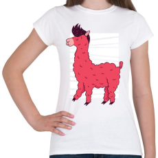 PRINTFASHION Rózsaszín láma - Női póló - Fehér