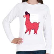 PRINTFASHION Rózsaszín láma - Női pulóver - Fehér