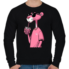 PRINTFASHION Rózsaszín Párduc - Férfi pulóver - Fekete