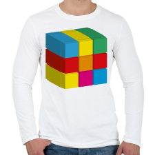 PRINTFASHION rubik 3D - Férfi hosszú ujjú póló - Fehér férfi póló