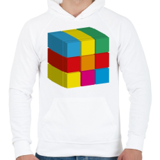 PRINTFASHION rubik 3D - Férfi kapucnis pulóver - Fehér