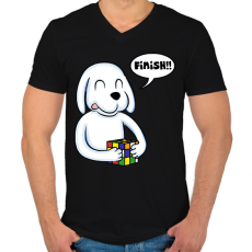 PRINTFASHION Rubik Dog - Férfi V-nyakú póló - Fekete