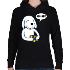 PRINTFASHION Rubik Dog - Női kapucnis pulóver - Fekete női pulóver, kardigán