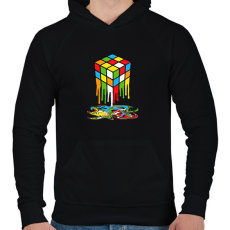 PRINTFASHION rubik - Férfi kapucnis pulóver - Fekete