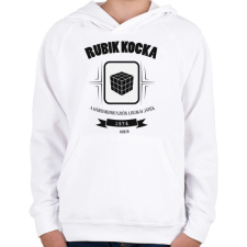 PRINTFASHION rubik-kocka-black-white - Gyerek kapucnis pulóver - Fehér gyerek pulóver, kardigán