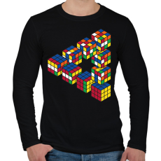 PRINTFASHION Rubik-kocka - Férfi hosszú ujjú póló - Fekete