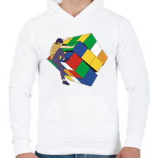 PRINTFASHION Rubik kocka - Férfi kapucnis pulóver - Fehér férfi pulóver, kardigán