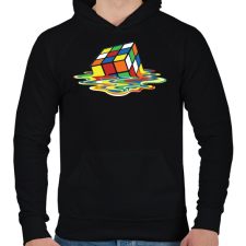 PRINTFASHION Rubik Kocka - Férfi kapucnis pulóver - Fekete férfi pulóver, kardigán