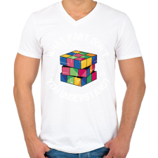 PRINTFASHION Rubik kocka - Férfi V-nyakú póló - Fehér férfi póló