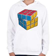 PRINTFASHION Rubik kocka - Gyerek kapucnis pulóver - Fehér gyerek pulóver, kardigán