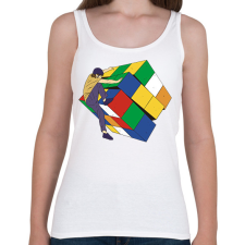 PRINTFASHION Rubik kocka - Női atléta - Fehér női trikó