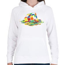 PRINTFASHION Rubik Kocka - Női kapucnis pulóver - Fehér női pulóver, kardigán