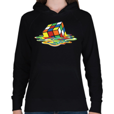 PRINTFASHION Rubik Kocka - Női kapucnis pulóver - Fekete női pulóver, kardigán
