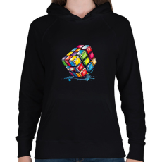 PRINTFASHION rubik kocka - Női kapucnis pulóver - Fekete