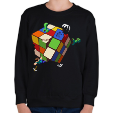 PRINTFASHION Rubik - Minecraft - Gyerek pulóver - Fekete gyerek pulóver, kardigán