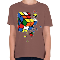 PRINTFASHION RubikCube Broke - Gyerek póló - Mogyoróbarna